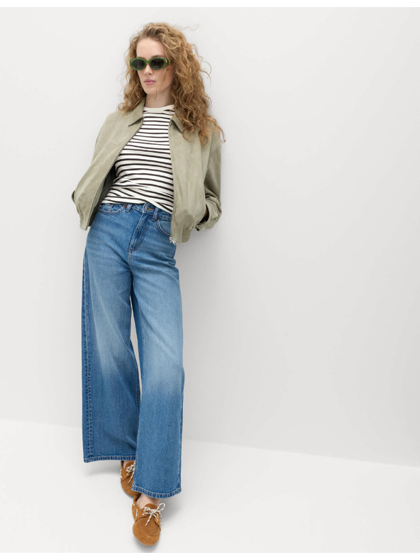 Marks & Spencer Тениска с V-образно деколте от чист памук Marks & Spencer черна с ребра
