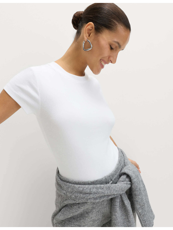 Marks & Spencer Премиум тениска с висок процент памук Marks & Spencer бяла