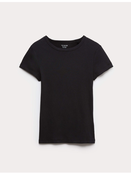 Marks & Spencer Тениска с V-образно деколте от чист памук Marks & Spencer черна с ребра