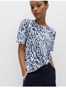 Marks & Spencer Тениска с принт, от смес памук и модал Marks & Spencer синя