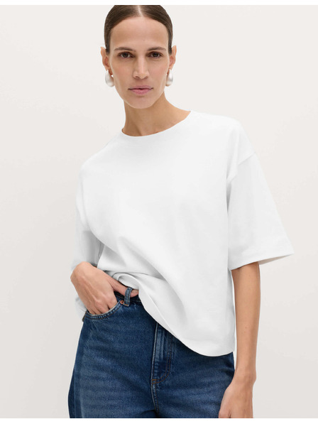 Marks & Spencer Топ квадратен крой от чист памук с висока плътност Marks & Spencer бяла