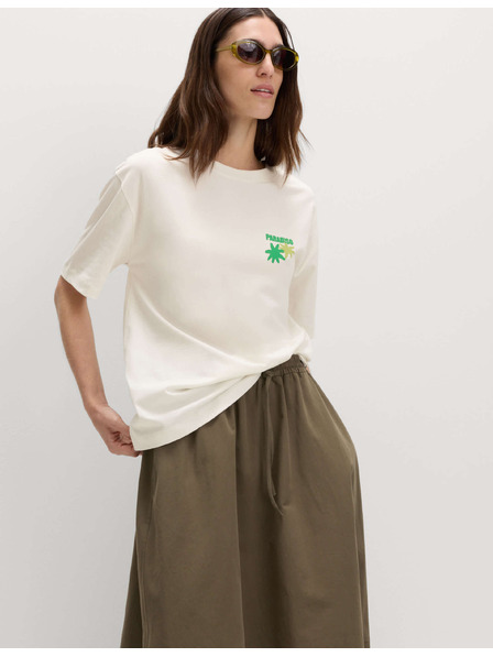 Marks & Spencer Тениска свободен крой с графика, от чист памук Marks & Spencer бяла