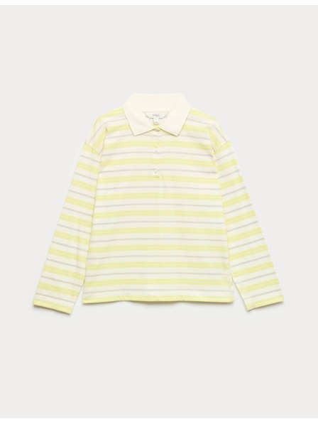 Marks & Spencer Райета регби тениска от чист памук Marks & Spencer жълто