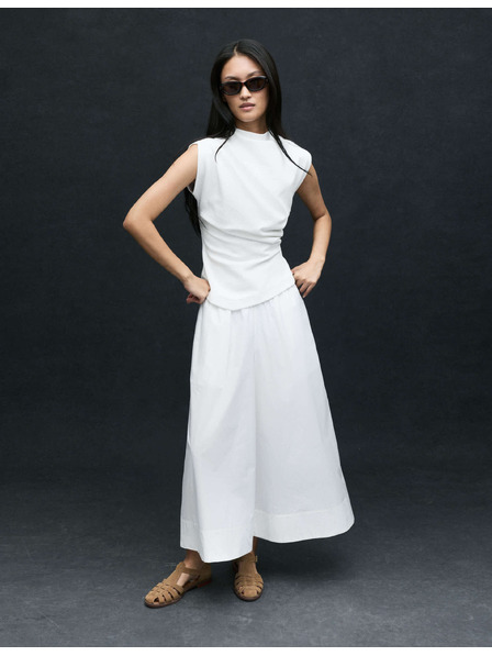 Marks & Spencer Съкратени клош панталони от чист памук Marks & Spencer бяло