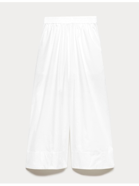 Marks & Spencer Съкратени клош панталони от чист памук Marks & Spencer бяло