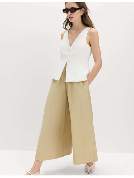 Marks & Spencer Съкратени клош панталони от чист памук Marks & Spencer бежов