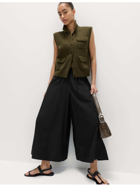 Marks & Spencer Съкратени клош панталони от чист памук Marks & Spencer черно