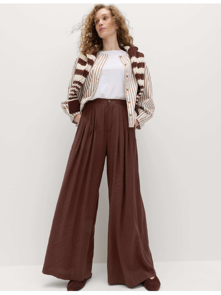 Marks & Spencer Панталони Palazzo с плисиране отпред Marks & Spencer кафява