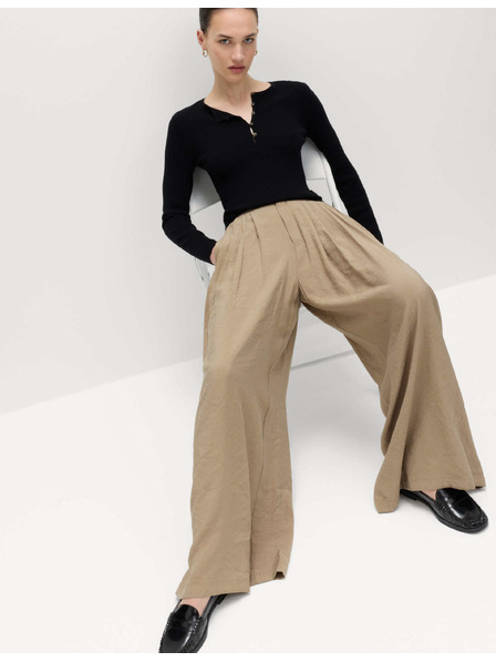Marks & Spencer Панталони Palazzo с плисиране отпред Marks & Spencer кафява