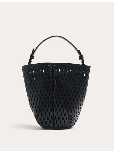 Marks & Spencer Кошница чанта QT с лазерно изпалено лале, от изкуствена кожа Marks & Spencer черна