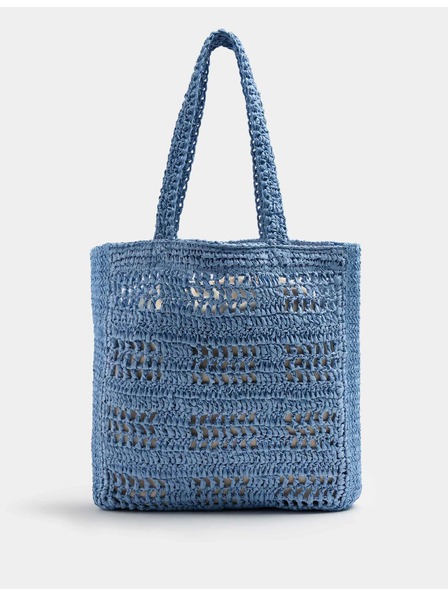Marks & Spencer Сламена чанта с дръжки Marks & Spencer синя