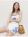 Marks & Spencer Бродирана плажна маек от чист памук Marks & Spencer синя