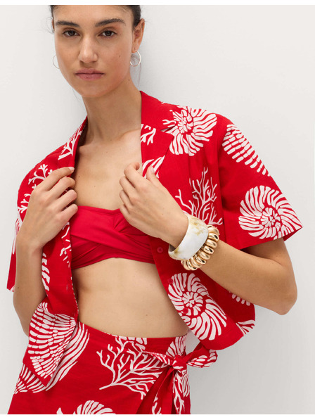 Marks & Spencer Плажна риза от чист памук с принт Marks & Spencer червена