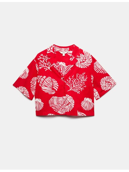 Marks & Spencer Плажна риза от чист памук с принт Marks & Spencer червена