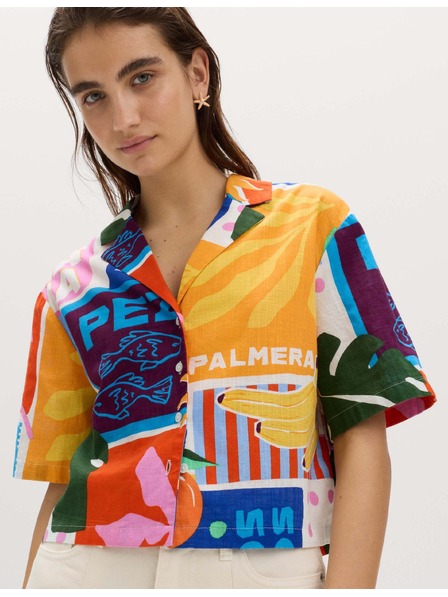 Marks & Spencer Плажна риза с къси ръкави с принт, от чист памук Marks & Spencer многоцветна