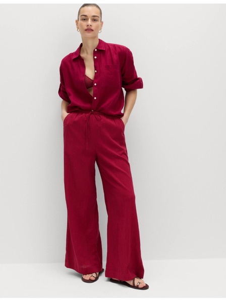 Marks & Spencer Плажни панталони, с високо съдържание на памук и примес лен Marks & Spencer розова