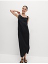 Marks & Spencer Текаща макси рокля с висок дял лен и връзване у врата Marks & Spencer черна