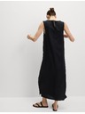 Marks & Spencer Текаща макси рокля с висок дял лен и връзване у врата Marks & Spencer черна