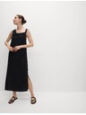 Marks & Spencer Текаща макси рокля с висок дял лен и връзване у врата Marks & Spencer черна