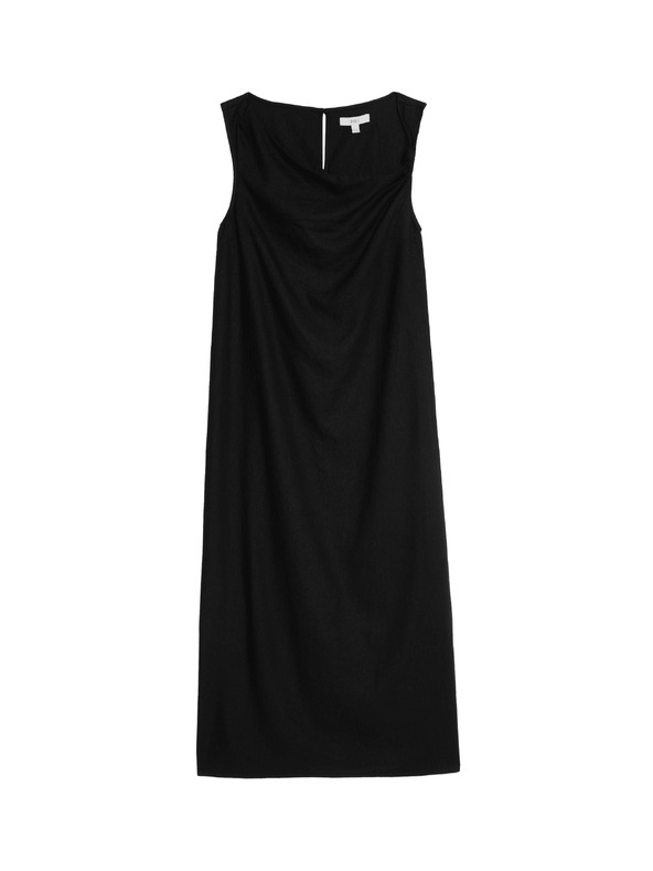 Marks & Spencer Текаща макси рокля с висок дял лен и връзване у врата Marks & Spencer черна