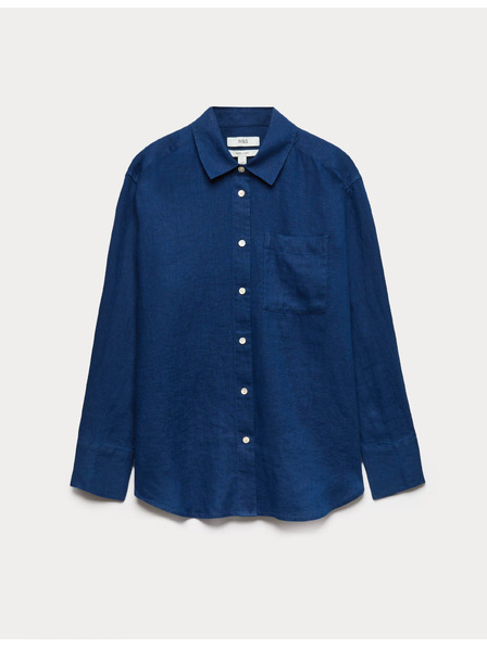 Marks & Spencer Риза от чист лен Marks & Spencer синя