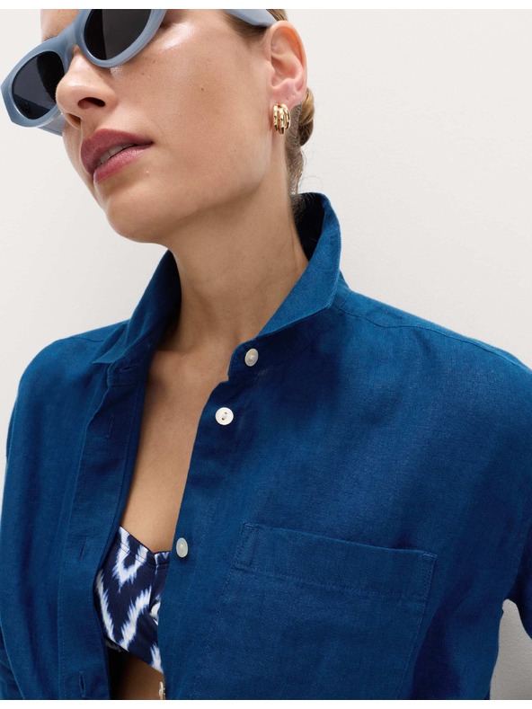 Marks & Spencer Риза от чист лен Marks & Spencer синя