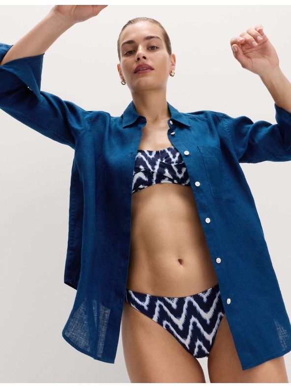 Marks & Spencer Риза от чист лен Marks & Spencer синя