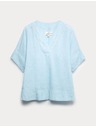 Marks & Spencer Топ Popover от чист лен с V деколте Marks & Spencer синя