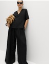 Marks & Spencer Топ Popover от чист лен с V деколте Marks & Spencer черна