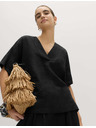 Marks & Spencer Топ Popover от чист лен с V деколте Marks & Spencer черна