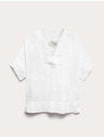 Marks & Spencer Popover върхна част от чист лен с V-образен деколте Marks & Spencer бяла