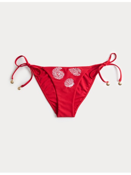 Marks & Spencer Долна част на бикини с завязване от страните и бродерия Marks & Spencer червена