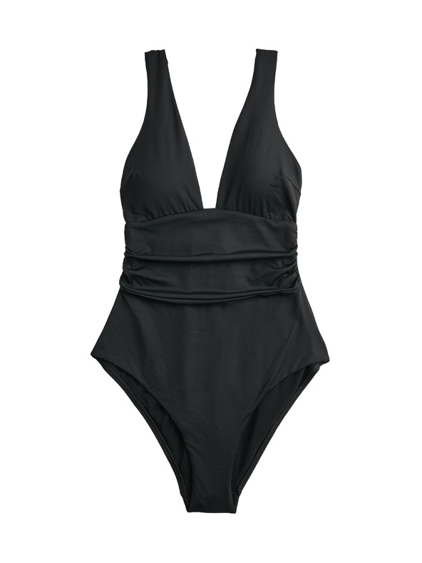 Marks & Spencer Бански костюм с дълбок деколте и формиращ стомах Marks & Spencer черна