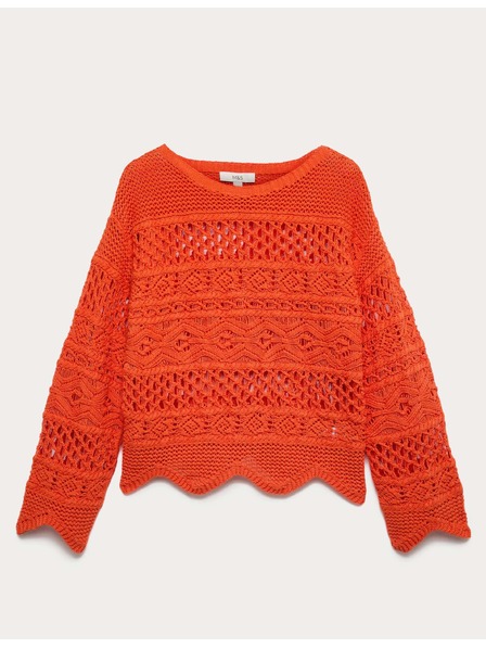 Marks & Spencer Текстурирана съкратена плетеница с висок процент памук Marks & Spencer оранжева