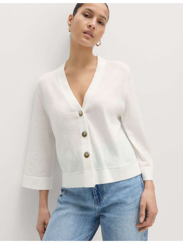 Marks & Spencer Къс кардиган с широки ръкави Marks & Spencer бяла