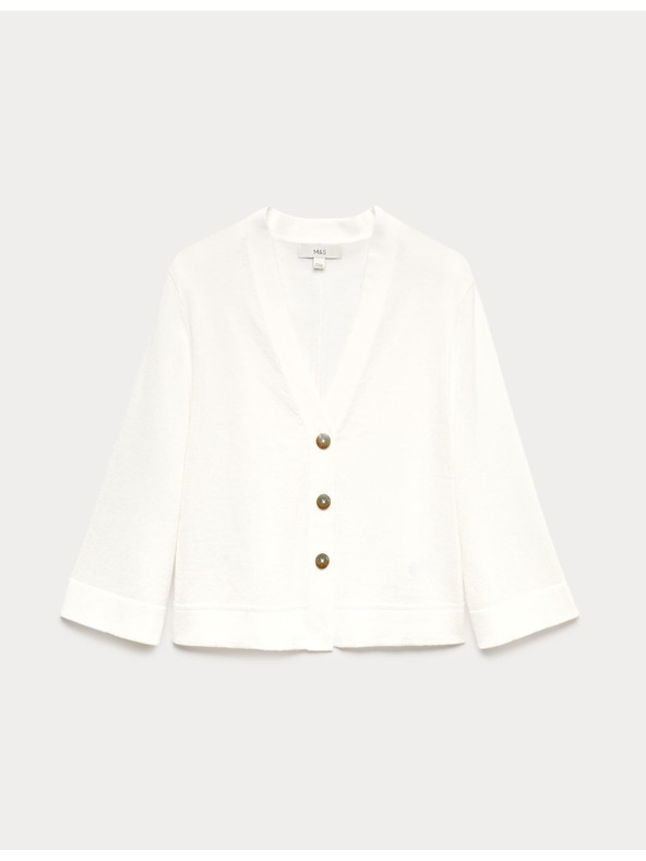 Marks & Spencer Къс кардиган с широки ръкави Marks & Spencer бяла
