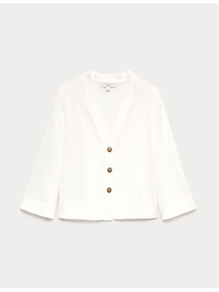 Marks & Spencer Къс кардиган с широки ръкави Marks & Spencer бяла