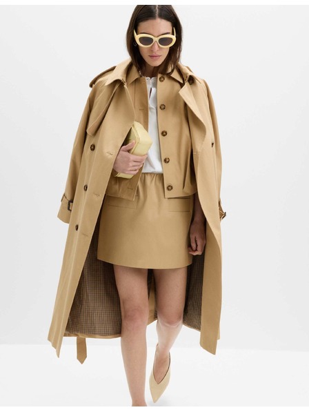 Marks & Spencer Събрана мини пола с А-образен крой от чист памук Marks & Spencer кафява