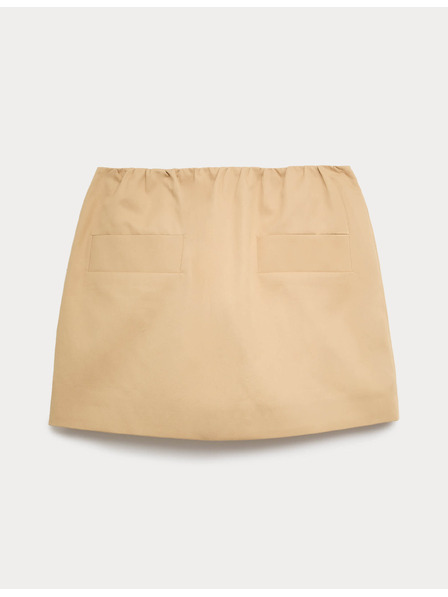 Marks & Spencer Събрана мини пола с А-образен крой от чист памук Marks & Spencer кафява