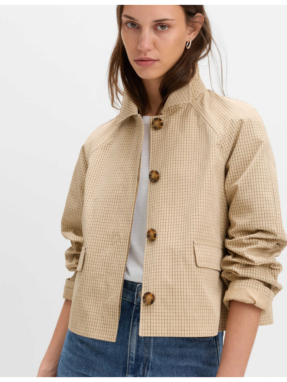 Marks & Spencer Къса куртка от материал Gingham с копчета Marks & Spencer кремава