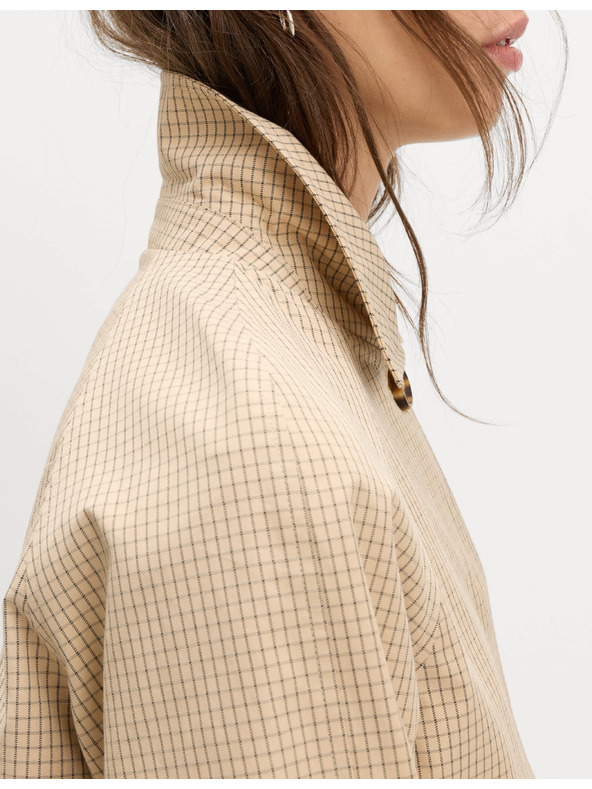 Marks & Spencer Къса куртка от материал Gingham с копчета Marks & Spencer кремава