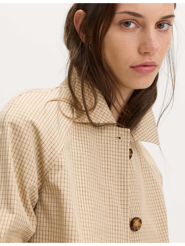 Marks & Spencer Къса куртка от материал Gingham с копчета Marks & Spencer кремава