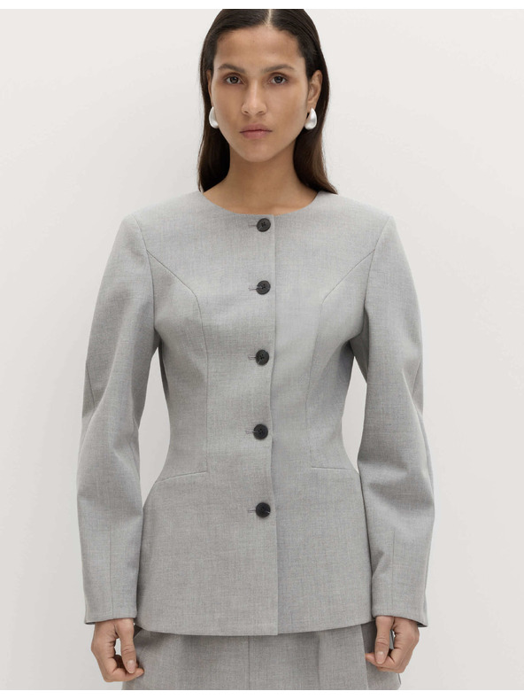Marks & Spencer Приляга куртка без яка и яка, леко стеснен крой Marks & Spencer сива