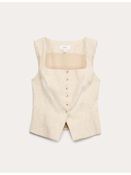 Marks & Spencer Жилетка от материал Gingham от чист лен Marks & Spencer многоцветна