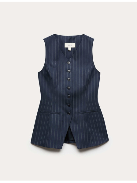 Marks & Spencer Дълго палто с раета и прилепнала талия Marks & Spencer морско синьо