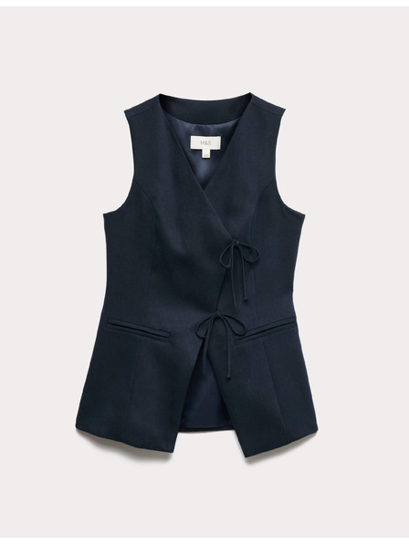 Marks & Spencer Жилетка със завързване отпред с V деколте и лен Marks & Spencer морско синьо