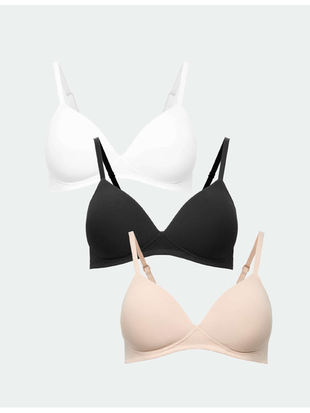 Marks & Spencer Комплект от три дамски сутиена с подплънки в бежово, черно и бяло Marks & Spencer
