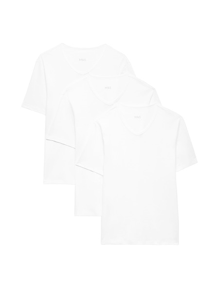 Marks & Spencer Комплект от три бели мъжки тениски Marks & Spencer