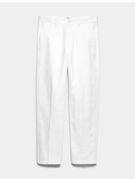 Marks & Spencer Ленени chino панталони, нормален силует Marks & Spencer бяло