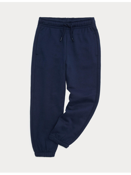 Marks & Spencer Едноцветни спортни панталони с висок дял памук (2-8 години) Marks & Spencer тъмносиня